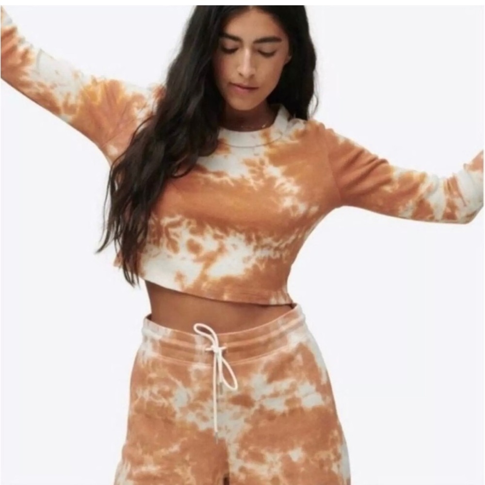 Mate the label ginger, tie-dye, NWOT CROPPED top and pant waffle size XS